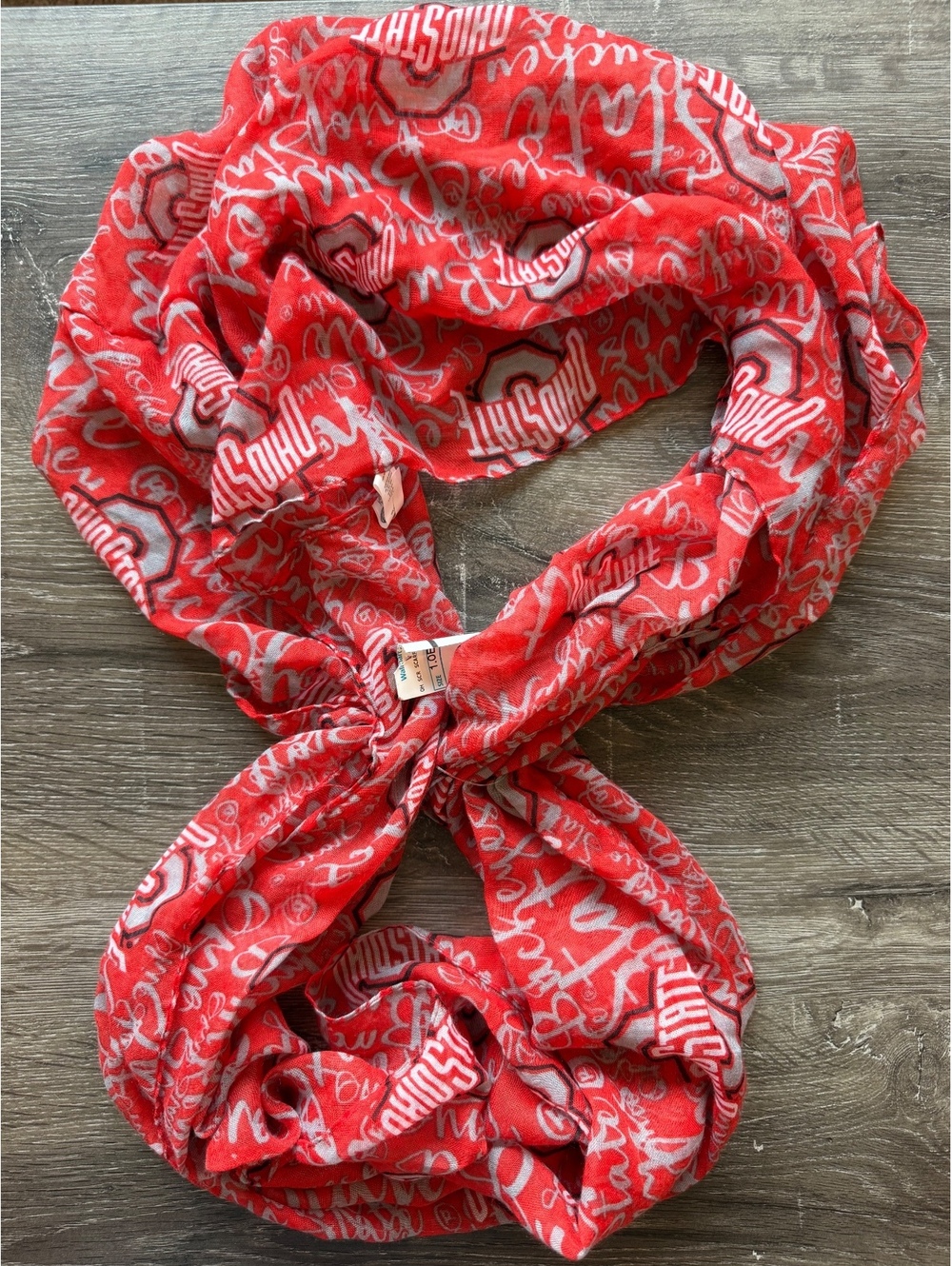 Ohio State Buckeyes Infinity Scarf Red Gray OSU Logo Forever Collectibles NWT